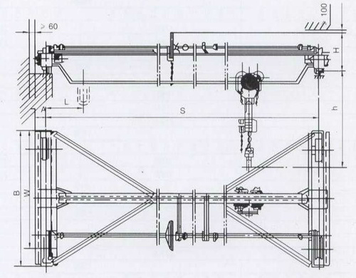 SL型手动单梁式起重机外形结构图