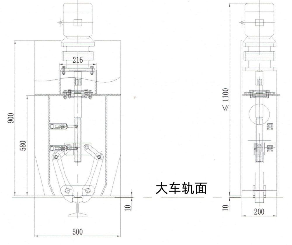 DJ-Ⅰ型电动夹轨器外形机构与主要尺寸图.jpg