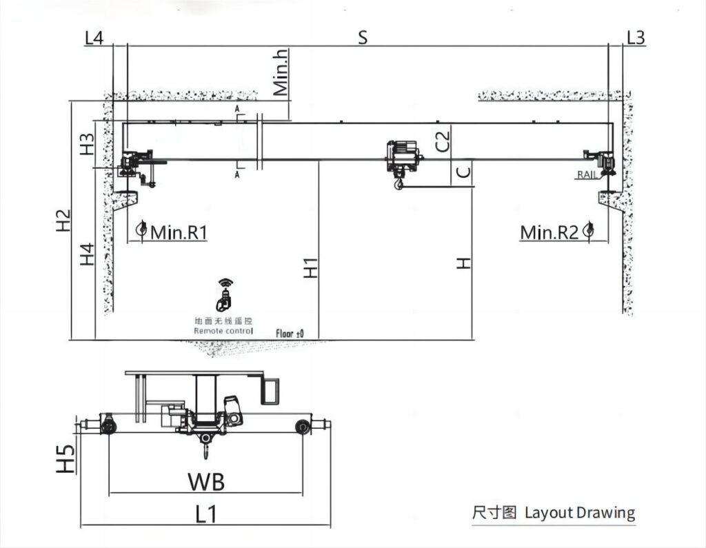 6.3吨欧式单梁起重机结构图