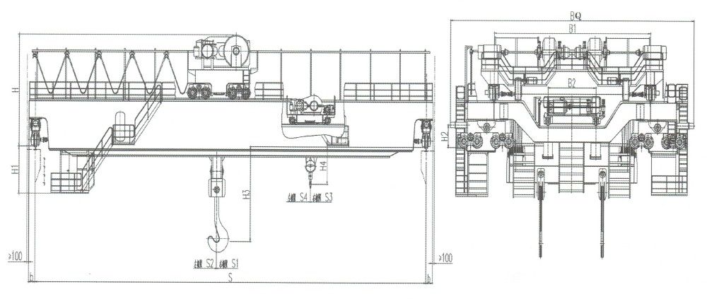 YZS型160-32吨四梁铸造桥式起重机外形尺寸图.jpg
